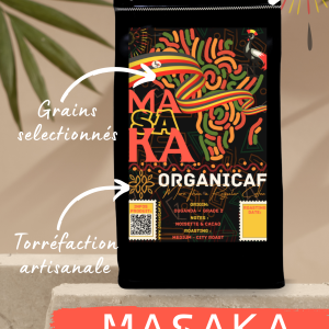 MASAKA _ROBUSTA PREMIUM OUGANDA BY ORGANICAF, TORREFACTION MEDIUM PUREMENT ARTISANALE POUR LES HOME BARISTA ET HAUT DEGUSTATEUR DU CAFE